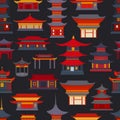 Seamless patterns of Chinese buildings and temples